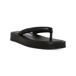 STEVE MADDEN Womens Black Fango Round Toe Wedge Slip On Thong Sandals Shoes 37